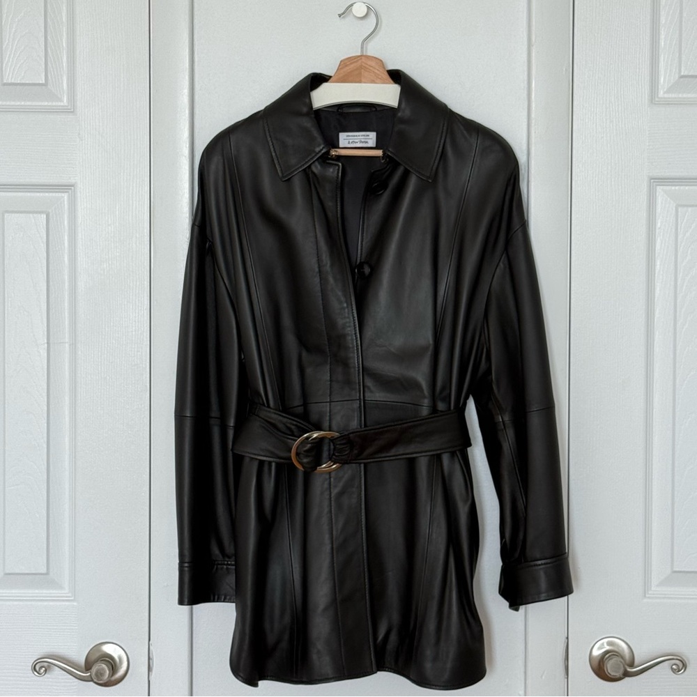 & Other Stories Oversize Belted Leather Jacket